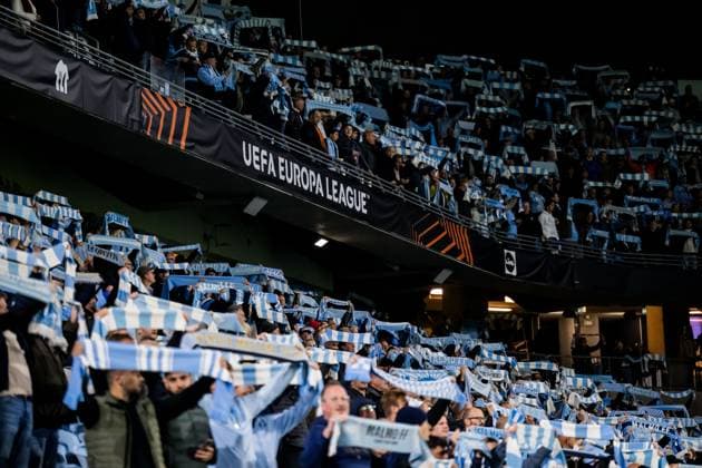 250924 Supporters of Malmö FF ahead of the UEFA Europa League football match between Malmö FF and Ludogorets on September 24, 2025 in Malmö. Photo: Petter Arvidson BILDBYRAN kod PA PA1085 fotboll football soccer fotball uefa europa league europa league malmö ff ludogorets bbeng publik Copyright: PETTERxARVIDSON BB250924PA103