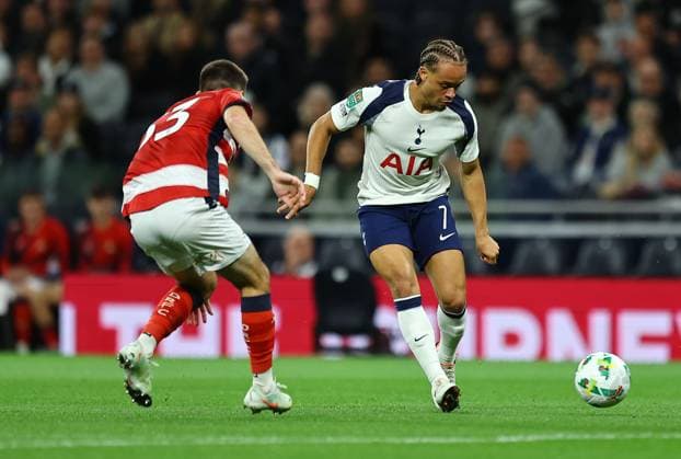 Xavi Simons of Tottenham Hotspur Tottenham Hotspur v Doncaster Rovers, EFL Carabao Cup, Third Round, Football, Tottenham Hotspur Stadium, London, UK - 24 Sep 2025London Tottenham Hotspur Stadium United Kingdom EDITORIAL USE ONLY No use with unauthorised audio, video, data, fixture lists, club league logos or live services. Online in-match use limited to 120 images, no video emulation. No use in betting, games or single club league player publications.  Copyright: xMichaelxZemanek Shutterstockx 15498598u