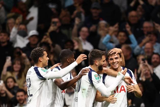 Tottenham Hotspur v Doncaster Rovers 24 September 2025, London - Carabao Cup - Third Round - Tottenham Hotspur v Doncaster Rovers - Joao Palhinha of Tottenham Hotspur celebrates their first goal - Photo: Jacques Feeney Offside. London UK Copyright: xJacquesxFeeneyx xOffsidexOffside
