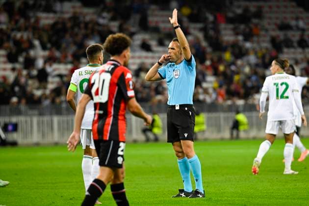 FOOTBALL : OGC Nice VS AS Roma - UEFA Europa League - 24 09 2025 Referee Juan Martinez Munuera during the Europa League match between OGC Nice and AS Roma on September 24, 2025 at the Allianz Riviera Stadium in Nice. NiceFrance  Copyright: xWilliamxCannarellax