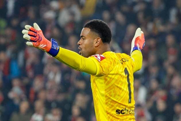 Noah Atubolu (SC Freiburg, 01) , Deutschland, Fussball, UEFA Europa League, 1. Spieltag, 2025 2026, SC Freiburg vs. FC Basel, 24.09.2025, Stadion am Wolfswinkel, Freiburg im Breisgau, Deutschland Freiburg im Breisgau Stadion am Wolfswinkel Baden-Württemberg Deutschland Copyright: xGrantxHubbsx