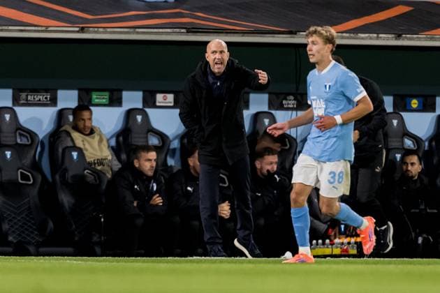 250924 Head coach Henrik Rydström of Malmö FF during the UEFA Europa League football match between Malmö FF and Ludogorets on September 24, 2025 in Malmö. Photo: Petter Arvidson BILDBYRAN kod PA PA1085 fotboll football soccer fotball uefa europa league europa league malmö ff ludogorets bbeng bbauto Copyright: PETTERxARVIDSON BB250924PA190