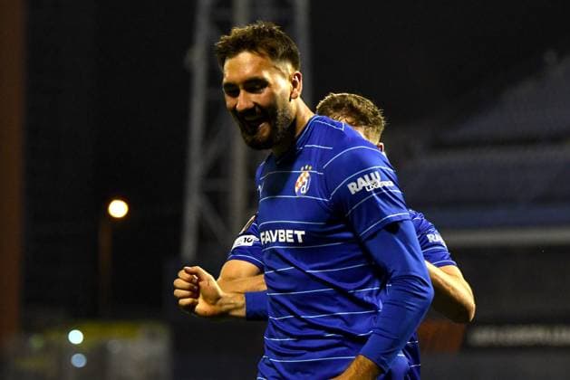 Zagreb, Croatia, September 24th 2025, Dion Beljo of Dinamo (C)celebrate score during the UEFA Europa League, League phase Matchday 1, match between Dinamo Zagreb (Croatia) and Fenerbahce (Turkey) at Stadium Maksimir, Zagreb, Croatia.(Photo by Natasa Kupljenik Sports Press Photo)  Copyright: xNatasaxKupljenikx xSPPx Sportspressphoto_SPR31374