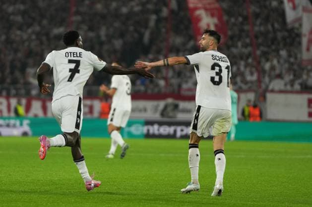 UEFA Europa League: SC Freiburg vs FC Basel, 24.09.2025 Philip Otele (FC Basel, 7) mit seinem Torjubel zum 2:1 UEFA Europa League: SC Freiburg vs FC Basel, Europa-Park-Stadion, 24.09.2025 Copyright: xBEAUTIFULxSPORTS Boscox