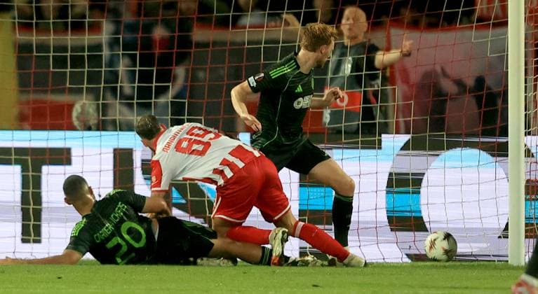 24.09.2025 Beograd Belgrade FK Crvena Zvezda(FC Red Star)-FC Celtic Europa League men s football Marko Arnautovic(C) Crvena Zvezda(FC Red Star) scores goal postize gol :