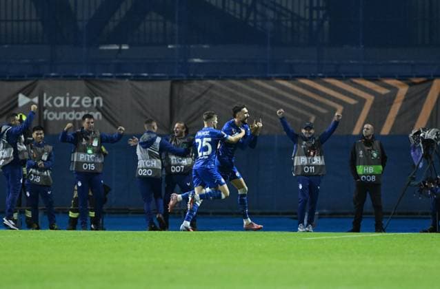 Dinamo Zagreb v Fenerbahce - UEFA Europa League ZAGREB, CROATIA - SEPTEMBER 24: Players of Dinamo Zagreb celebrate after scoring a goal during the UEFA Europa League week 1 match between Dinamo Zagreb and Fenerbahce at Maksimir Stadium in Zagreb, Croatia, on September 24, 2025. Elif Ozturk Anadolu Zagreb Croatia. Editorial use only. Please get in touch for any other usage.  Copyright: x2025xAnadoluxElifxOzturkx