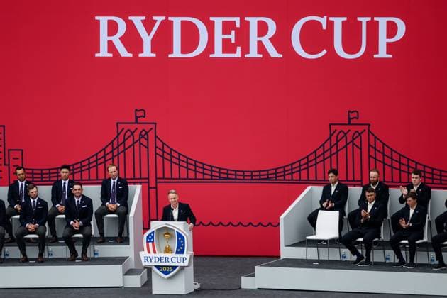 250924 Team Captain Luke Donald of Team Europe during the Ryder Cup opening ceremony on day -2 of the Ryder Cup on September 24, 2025 in New York. Photo: Jesper Zerman BILDBYRAN kod JZ JZ0615 golf ryder cup day -2 bbeng Copyright: JESPERxZERMAN BB250924JZ101