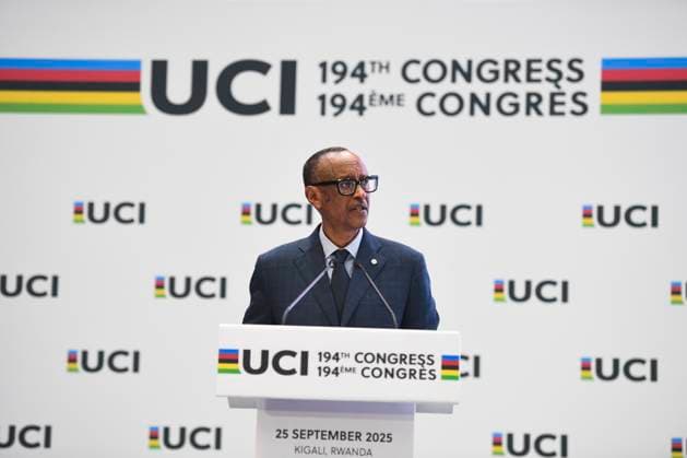 2025 UCI Road World Championships Picture by Simon Wilkinson SWpix.com - 25 09 2025 - Cycling - 2025 UCI Road World Championships - Kigali, Rwanda - 194th UCI Congress - KCC Kigali Convention Centre - President of Rwanda Paul Kagame Copyright: x xSWpix.comx(t axPhotographyxHubxLtd)xSimonxWilkinson SWpix.comx SWP-3030-6558