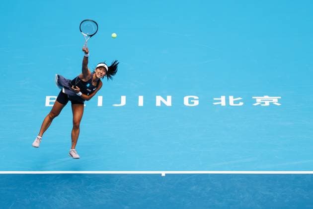 BEIJING, CHINA - SEPTEMBER 25: Moyuka Uchijima of Japan competes in the Women s Singles Round of 128 match against Zhu Lin of China on day 4 of the 2025 China Open at National Tennis Center on September 25, 2025 in Beijing, China.  Copyright: xVCGx 111593128601