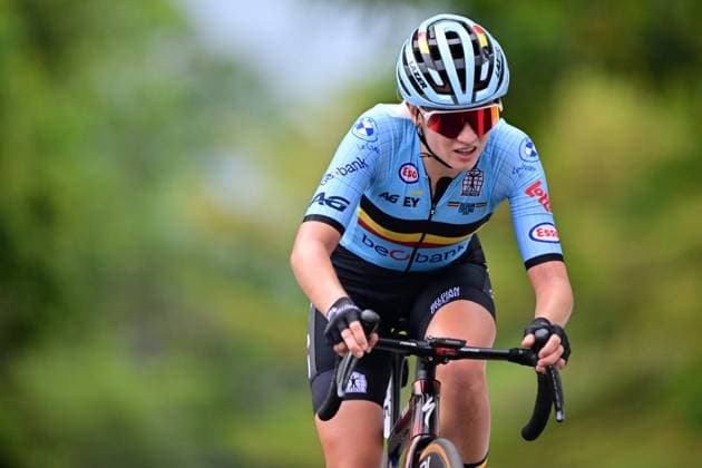 Colombian Juliana Londono David pictured in action during the U23 women road race (119,3 km) at the cycling road World Championships in Kigali, Rwanda, Thursday 25 September 2025. The 2025 UCI Road World Championships take place from 21 to 28 September in Kigali, Rwanda. DIRKxWAEM  x135247993x