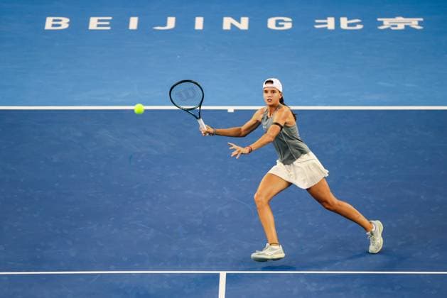 BEIJING, CHINA - SEPTEMBER 25: Emiliana Arango of Colombia competes in the Women s Singles Round of 128 match against Suzan Lamens of the Netherlands on day 4 of the 2025 China Open at National Tennis Center on September 25, 2025 in Beijing, China.  Copyright: xVCGx 111593150806