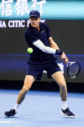 BEIJING, CHINA - SEPTEMBER 25: Jannik Sinner of Italy competes in the Men s Singles Round of 32 match against Marin Cilic of Croatia on day 4 of the 2025 China Open at National Tennis Center on September 25, 2025 in Beijing, China.  Copyright: xVCGx 111593166639