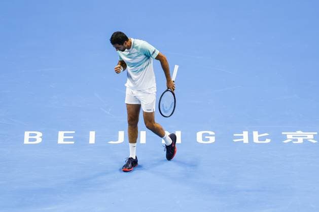 BEIJING, CHINA - SEPTEMBER 25: Marin Cilic of Croatia reacts in the Men s Singles Round of 32 match against Jannik Sinner of Italy on day 4 of the 2025 China Open at National Tennis Center on September 25, 2025 in Beijing, China.  Copyright: xVCGx 111593160760