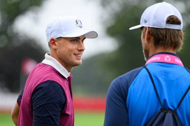 250925 Ludvig Aberg of Team Europe during a practice round ahead of the Ryder Cup on September 25, 2025 in New York. Photo: Jesper Zerman BILDBYRAN kod JZ JZ0616 golf ryder cup day -1 bbeng Copyright: JESPERxZERMAN BB250925JZ001