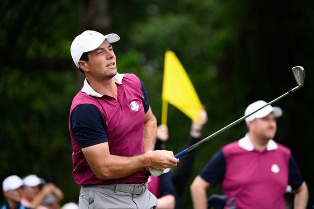 250925 Viktor Hovland of Team Europe during a practice round ahead of the Ryder Cup on September 25, 2025 in New York. Photo: Jesper Zerman BILDBYRAN kod JZ JZ0616 golf ryder cup day -1 bbeng Copyright: JESPERxZERMAN BB250925JZ003