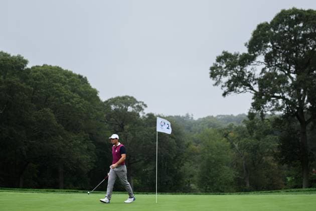 250925 Viktor Hovland of Team Europe during a practice round ahead of the Ryder Cup on September 25, 2025 in New York. Photo: Jesper Zerman BILDBYRAN kod JZ JZ0616 golf ryder cup day -1 bbeng Copyright: JESPERxZERMAN BB250925JZ004