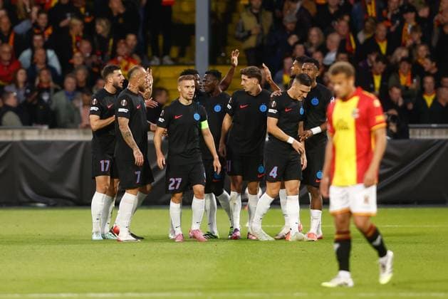 DEVENTER , 25-09-2025 , Stadium De Adelaarshorst , season 2025 2026 , UEFA Europa League League phase . match between Go Ahead Eagles and FCSB, Picture shows Go Ahead Eagles player Jakob Breum disappointed after the 0-1 Go Ahead Eagles - FCSB  x31192000x Copyright: