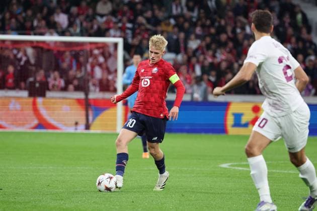 FOOTBALL : LOSC Lille vs SK Brann - UEFA Europa League - 25 09 2025 Hakon HARALDSSON (LOSC Lille) lors du match LOSC Lille vs SK Brann, UEFA Europa League phase de ligue, Decathlon Arena stade Pierre Mauroy, le 25 septembre 2025 - photo Laurent Sanson PsnewZ  Copyright: xLaurentxSANSONx xPsnewZx