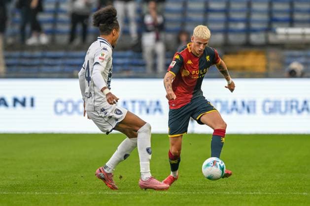 Coppa Italia, Italian Cup, 25-09-2025. Stadio Ferraris, Genova, Genoa - Empoli, in the photo: Gronbeak and Tyronne Ebouhi  Copyright: xGabrielexSiri IPAxSportx xipa-agency.netx xx IPA_65742347 IPA_Agency_IPA65742347