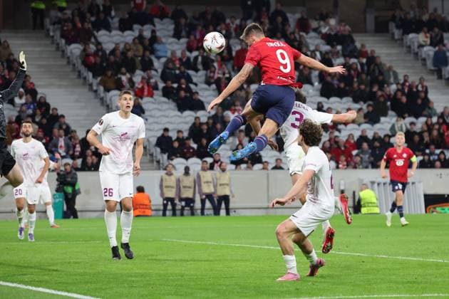 FOOTBALL : LOSC Lille vs SK Brann - UEFA Europa League - 25 09 2025 But de Olivier GIROUD (LOSC Lille) lors du match LOSC Lille vs SK Brann, UEFA Europa League phase de ligue, Decathlon Arena stade Pierre Mauroy, le 25 septembre 2025 - photo Laurent Sanson PsnewZ  Copyright: xLaurentxSANSONx xPsnewZx