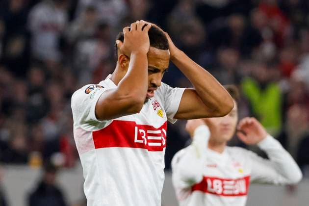 Jamie Leweling (VfB Stuttgart, 18) nach verpasster Chance , Deutschland, Fussball, UEFA Europa League, 1. Spieltag, 2025 2026, VfB Stuttgart vs. Celta Vigo, 25.09.2025, Arena Stuttgart, Stuttgart, Deutschland Stuttgart Arena Stuttgart Baden-Württemberg Deutschland Copyright: xGrantxHubbsx
