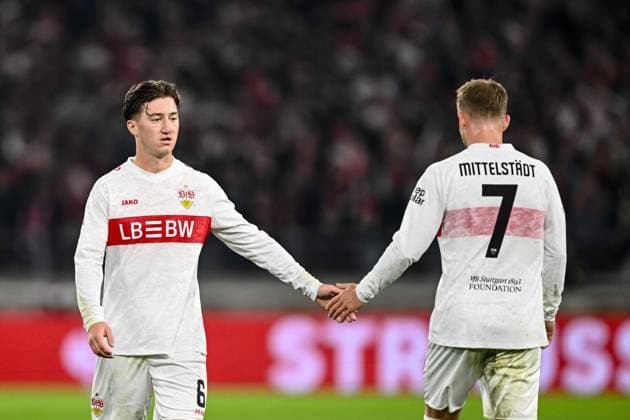 Angelo Stiller (VfB Stuttgart) und Maximilian Mittelstädt (VfB Stuttgart) gestures during the UEFA Europa League 2025 26 League Phase MD1 match between VfB Stuttgart and Real Club Celta at Stuttgart Arena on September 25, 2025 in Stuttgart, Germany. (Photo by Harry Langer DeFodi Images) Angelo Stiller VfB Stuttgart and Maximilian Mittelstädt VfB Stuttgart gestures during the UEFA Europa League 2025 26 League Phase MD1 match between VfB Stuttgart and Real Club Celta at Stuttgart Arena on September 25, 2025 in Stuttgart, Germany Photo by Harry Langer DeFodi Images