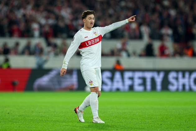 Fußball Europa League 1. Spieltag VfB Stuttgart - Celta Vigo am 25.09.2025 in der MHP Arena in Stuttgart Angelo Stiller ( Stuttgart )