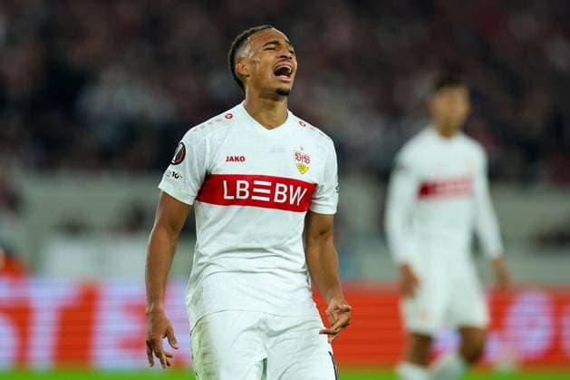 Fußball Europa League 1. Spieltag VfB Stuttgart - Celta Vigo am 25.09.2025 in der MHP Arena in Stuttgart Jamie Leweling ( Stuttgart )