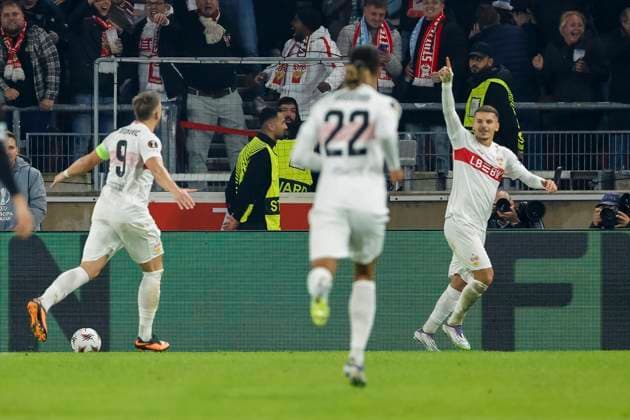 1:0 Tor fuer VfB Stuttgart durch Badredine Bouanani (VfB Stuttgart, 27) , Deutschland, Fussball, UEFA Europa League, 1. Spieltag, 2025 2026, VfB Stuttgart vs. Celta Vigo, 25.09.2025, Arena Stuttgart, Stuttgart, Deutschland Stuttgart Arena Stuttgart Baden-Württemberg Deutschland Copyright: xGrantxHubbsx