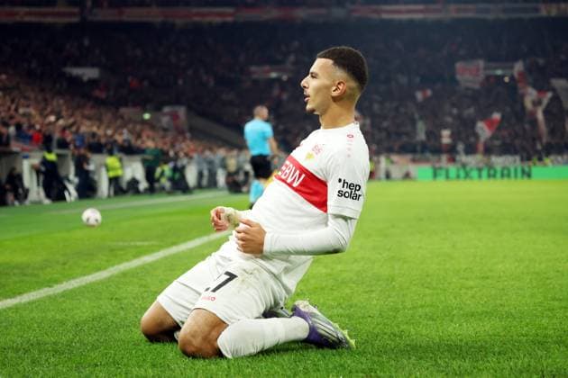 25.09.25 VfB Stuttgart - Celta de Vigo Deutschland, Stuttgart, 25.09.2025, Fussball, UEFA Europa League, VfB Stuttgart - Celta de Vigo: Badredine Bouanani (VfB Stuttgart); Jubel Tor 1:0 Bouanani.
