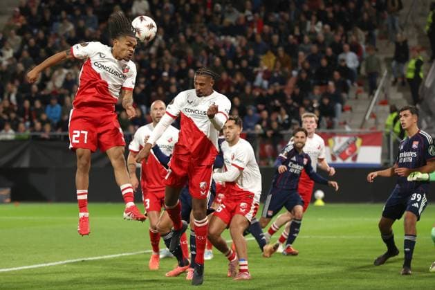 Alonzo Engwanda of FC Utrecht with Sebastien Haller of FC Utrecht during the UEFA Europa League, League phase, MD1 football match FC Utrecht vs Olympique Lyon at the Galgenwaard for the UEFA Europa League season 2025-2026 in UTRECHT, Netherlands on 25 september 2025, (photo by Peter Lous EYE4images DeFodi Images) Alonzo Engwanda of FC Utrecht with Sebastien Haller of FC Utrecht during the UEFA Europa League, League phase, MD1 football match FC Utrecht vs Olympique Lyon at the Galgenwaard for the UEFA Europa League season 2025 2026 in UTRECHT, Netherlands on 25 september 2025, photo by Peter Lous EYE4images DeFodi Images