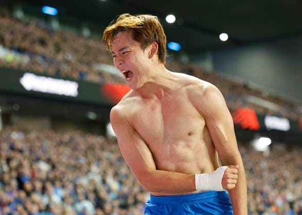 Rangers v KRC Genk UEFA Europa League Oh Hyeon-Gyu of KRC Genk celebrates scoring his teams first goal during the UEFA Europa League match at Ibrox Stadium, Glasgow UK Newspapers OUT Copyright: xFredxPalmerx FIL-22274-0067