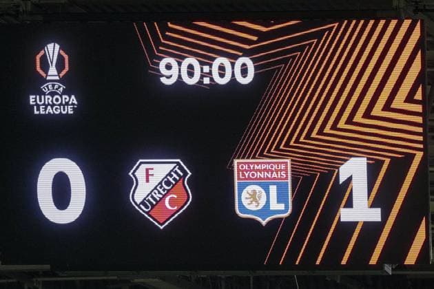 UTRECHT , 25-09-2025 , stadium Galgenwaard , season 2025 2026 , UEFA Europa League football , League phase Matchday 1 , match between FC Utrecht and Olympique Lyon , picture shows Endresult 0-1 Utrecht - Olympique Lyon  x31195221x Copyright: