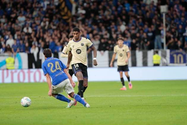 Spanish La Liga EA Sports soccer match Real Oviedo vc FC Barcelona, Barca at Carlos Tartiere stadium in Oviedo, Asturias, Spain 25 september 2025 Marcus Rashford 900 Cordon Press  900 CordonxPress LOF - Real Oviedo vs FC Barcelona