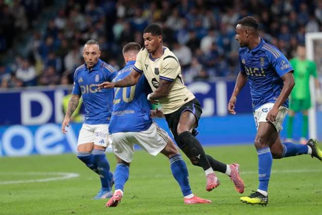 Spanish La Liga EA Sports soccer match Real Oviedo vc FC Barcelona, Barca at Carlos Tartiere stadium in Oviedo, Asturias, Spain 25 september 2025 Marcus Rashford 900 Cordon Press  900 CordonxPress LOF - Real Oviedo vs FC Barcelona