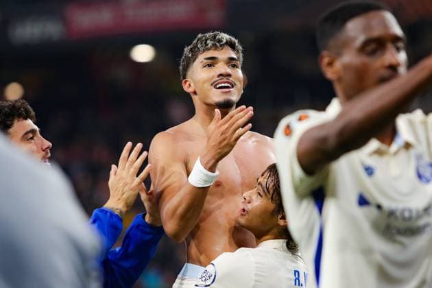 SOCCER - UEFA EL, RBS vs Porto SALZBURG,AUSTRIA,25.SEP.25 - SOCCER - UEFA Europa League, Red Bull Salzburg vs FC Porto. Image shows the rejoicing of William Gomes (Porto).  GEPAxpictures xMathiasxMandl