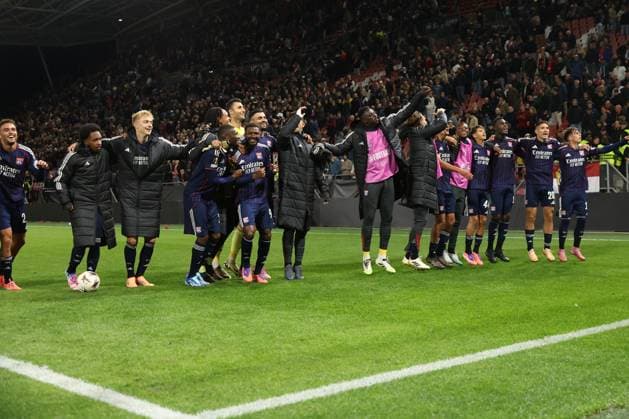 Lyon players celebrates after winning the game during the UEFA Europa League, League phase, MD1 football match FC Utrecht vs Olympique Lyon at the Galgenwaard for the UEFA Europa League season 2025-2026 in UTRECHT, Netherlands on 25 september 2025, (photo by Peter Lous EYE4images DeFodi Images) Lyon players celebrates after winning the game during the UEFA Europa League, League phase, MD1 football match FC Utrecht vs Olympique Lyon at the Galgenwaard for the UEFA Europa League season 2025 2026 in UTRECHT, Netherlands on 25 september 2025, photo by Peter Lous EYE4images DeFodi Images
