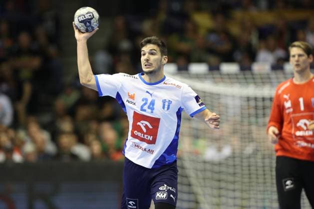 25.09.2025, xtgx, Handball, EHF Champions League, SC Magdeburg - Wisla Plock v.l. Gergo Fazekas (Plock, 24) Magdeubrg