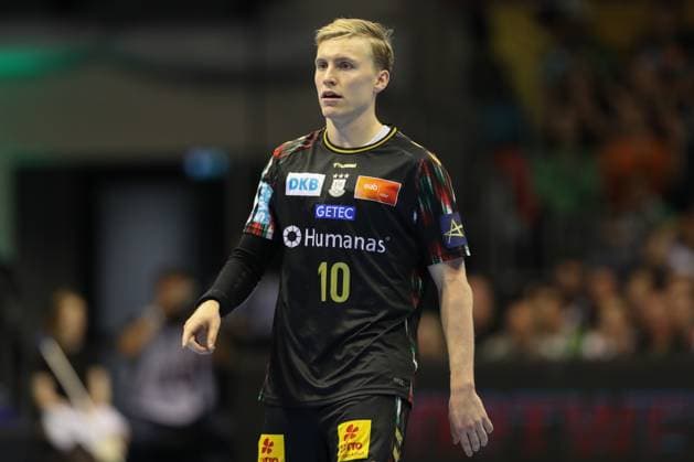 25.09.2025, xtgx, Handball, EHF Champions League, SC Magdeburg - Wisla Plock v.l. Gisli Thorgeir Kristjansson (Magdeburg, 10) Magdeubrg