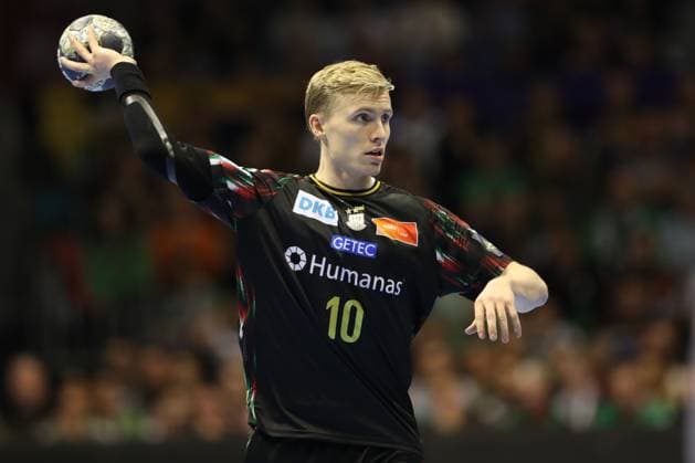 25.09.2025, xtgx, Handball, EHF Champions League, SC Magdeburg - Wisla Plock v.l. Gisli Thorgeir Kristjansson (Magdeburg, 10) Magdeubrg