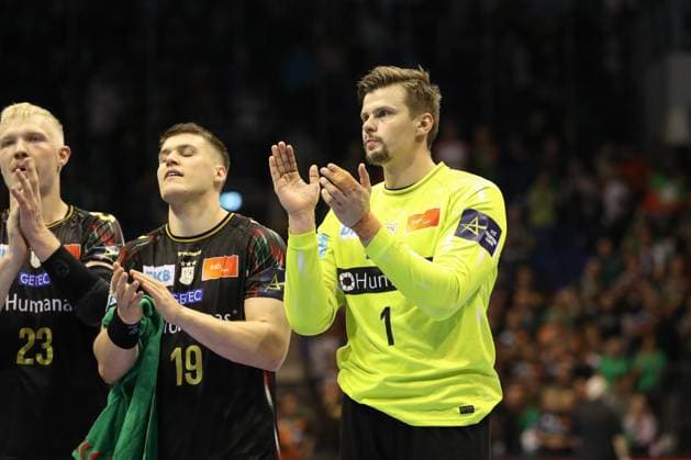 25.09.2025, xtgx, Handball, EHF Champions League, SC Magdeburg - Wisla Plock v.l. Sergey Hernandez Ferrer (Magdeburg, 1) Jubel ueber den Sieg, Jubel nach Spielende Magdeubrg