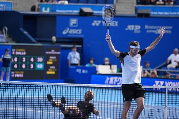 Tokyo, Japan. 25th September, 2025. Taylor Fritz of USA Beats Gabriel Diallo of canada 6-4 3-6 6-7 in Men s singles match in Tokyo at the ATP500 Kinoshita Group Japan Open Tennis Championships 2025. Noxthirdxpartyxsales  aflo_304723451