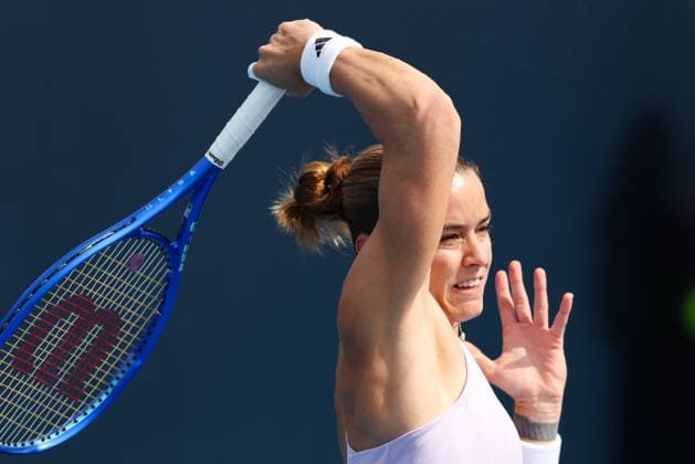 BEIJING, CHINA - SEPTEMBER 26: Maria Sakkari of Greece returns a shot in the Women s Singles Round of 64 match against Leylah Fernandez of Canada on day 5 of the 2025 China Open at National Tennis Center on September 26, 2025 in Beijing, China.  Copyright: xVCGx 111593309189