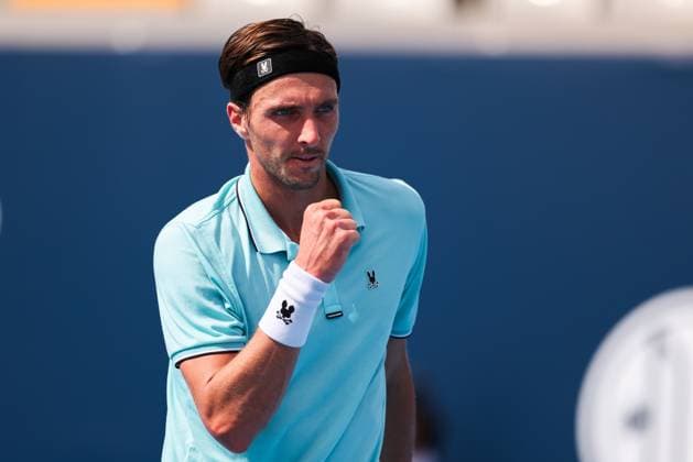BEIJING, CHINA - SEPTEMBER 26: Arthur Rinderknech of France reacts in the Men s Singles Round of 32 match against David Goffin of Belgium on day 5 of the 2025 China Open at National Tennis Center on September 26, 2025 in Beijing, China.  Copyright: xVCGx 111593316994