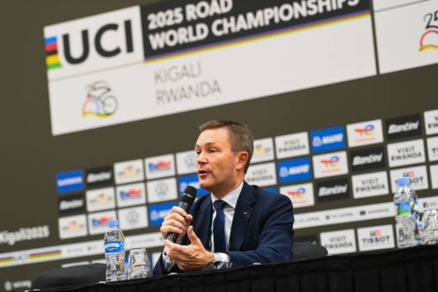 2025 UCI Road World Championships Picture by Simon Wilkinson SWpix.com - 26 09 2025 - Cycling - 2025 UCI Road World Championships - Kigali Convention Centre, Kigali, Rwanda - press conference, PK, Pressekonferenz - UCI President David Lappartient Copyright: x xSWpix.comx(t axPhotographyxHubxLtd)xSimonxWilkinson SWpix.comx SWP-3030-7107