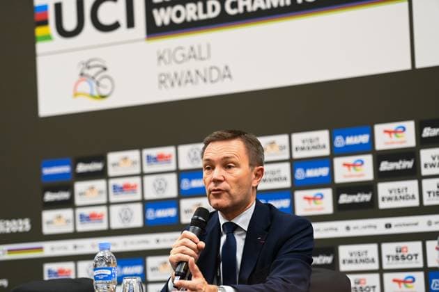 2025 UCI Road World Championships Picture by Simon Wilkinson SWpix.com - 26 09 2025 - Cycling - 2025 UCI Road World Championships - Kigali Convention Centre, Kigali, Rwanda - press conference, PK, Pressekonferenz - UCI President David Lappartient Copyright: x xSWpix.comx(t axPhotographyxHubxLtd)xSimonxWilkinson SWpix.comx SWP-3030-7109