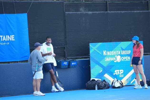TENNIS - Internazionali di Tennis - Kinoshita Group Japan Open Tennis Championships 2025 India s Rohan Bopanna and partner japan s Takeru Yuzuki???????? during the practise session ahead of their 2nd round match in Men s Doubles in Japan open tennis tournament ATP500 2025 at Ariake Tennis stadium in Tokyo, Japan on September 26, 2025 Tokyo Japan  Copyright: xIPAxSport ABACAx