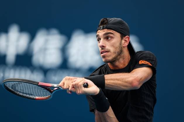 BEIJING, CHINA - SEPTEMBER 26: Francisco Cerundolo of Argentina competes in the Men s Singles Round of 32 match against Learner Tien of the United States on day 5 of the 2025 China Open at National Tennis Center on September 26, 2025 in Beijing, China.  Copyright: xVCGx 111593327325