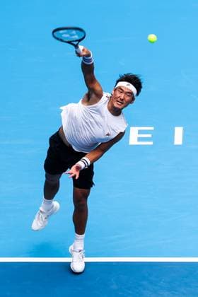 BEIJING, CHINA - SEPTEMBER 26: Yunchaokete Bu of China competes in the Men s Singles Round of 32 match against Alex De Minaur of Australia on day 5 of the 2025 China Open at National Tennis Center on September 26, 2025 in Beijing, China.  Copyright: xVCGx 111593329874