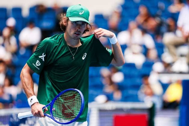 BEIJING, CHINA - SEPTEMBER 26: Alex De Minaur of Australia reacts in the Men s Singles Round of 32 match against Yunchaokete Bu of China on day 5 of the 2025 China Open at National Tennis Center on September 26, 2025 in Beijing, China.  Copyright: xVCGx 111593329581